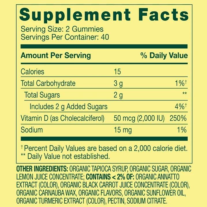 Gomitas vegetarianas vitamina D3 en envase naranja
