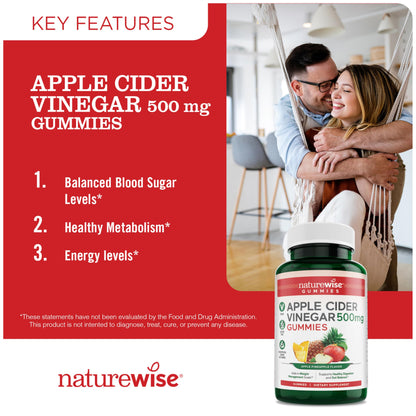 Gomitas vinagre sidra manzana NatureWise sabor manzana piña