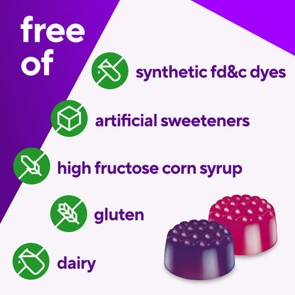 Gomitas Vitafusion libres de colorantes, edulcorantes y gluten.