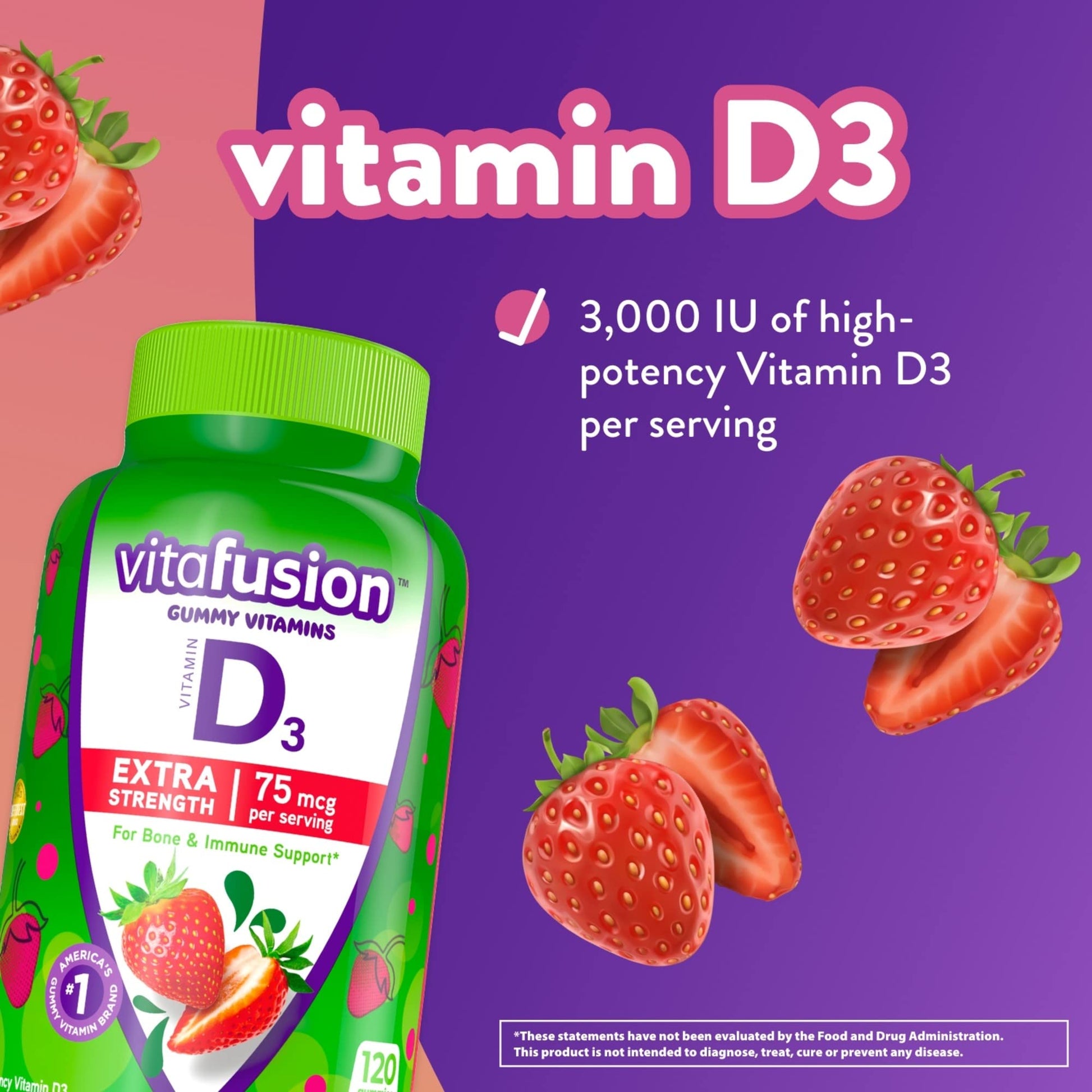 Gomitas Vitafusion vitamina D3 sabor fresa cerca