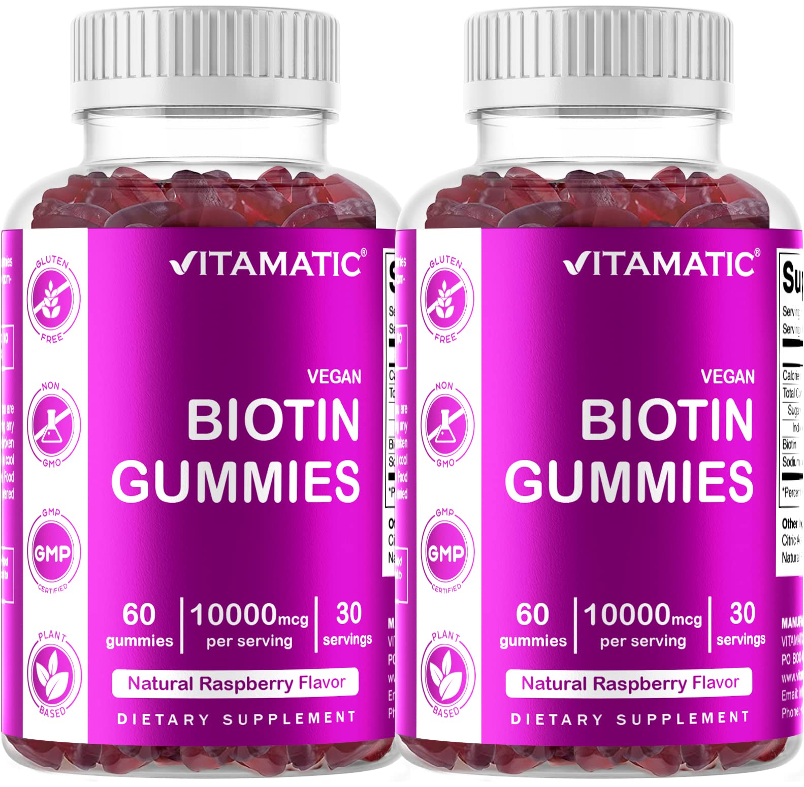 Gomitas Vitamatic biotina 10,000 mcg botella frontal