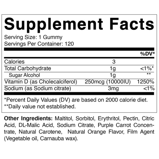 Gomitas Vitamatic D3 10000 IU apoyo huesos y sistema inmune