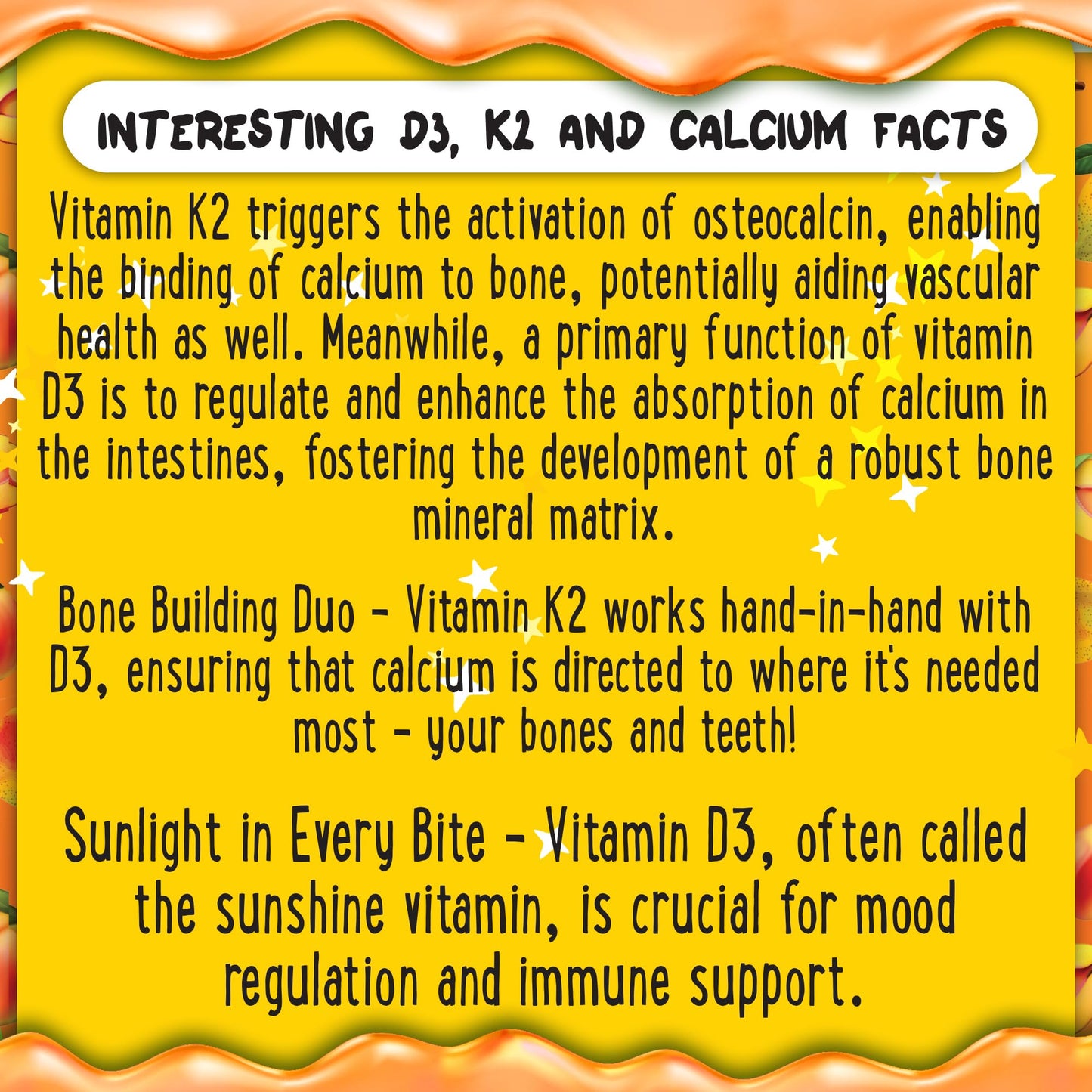 Gomitas vitamin d3 k2 para dientes sanos y huesos fuertes