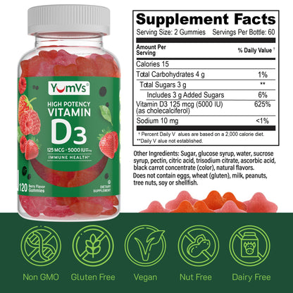 Gomitas vitamin d3 yumvs para huesos y sistema inmune