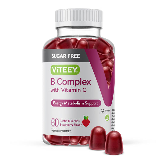 Gomitas vitamina B complejo sabor fresa sin azúcar envase Viteey