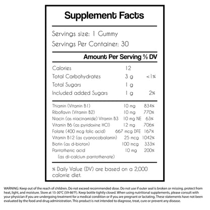 Gomitas vitamina B COMPLEX sabor naranja sin gluten 30 un