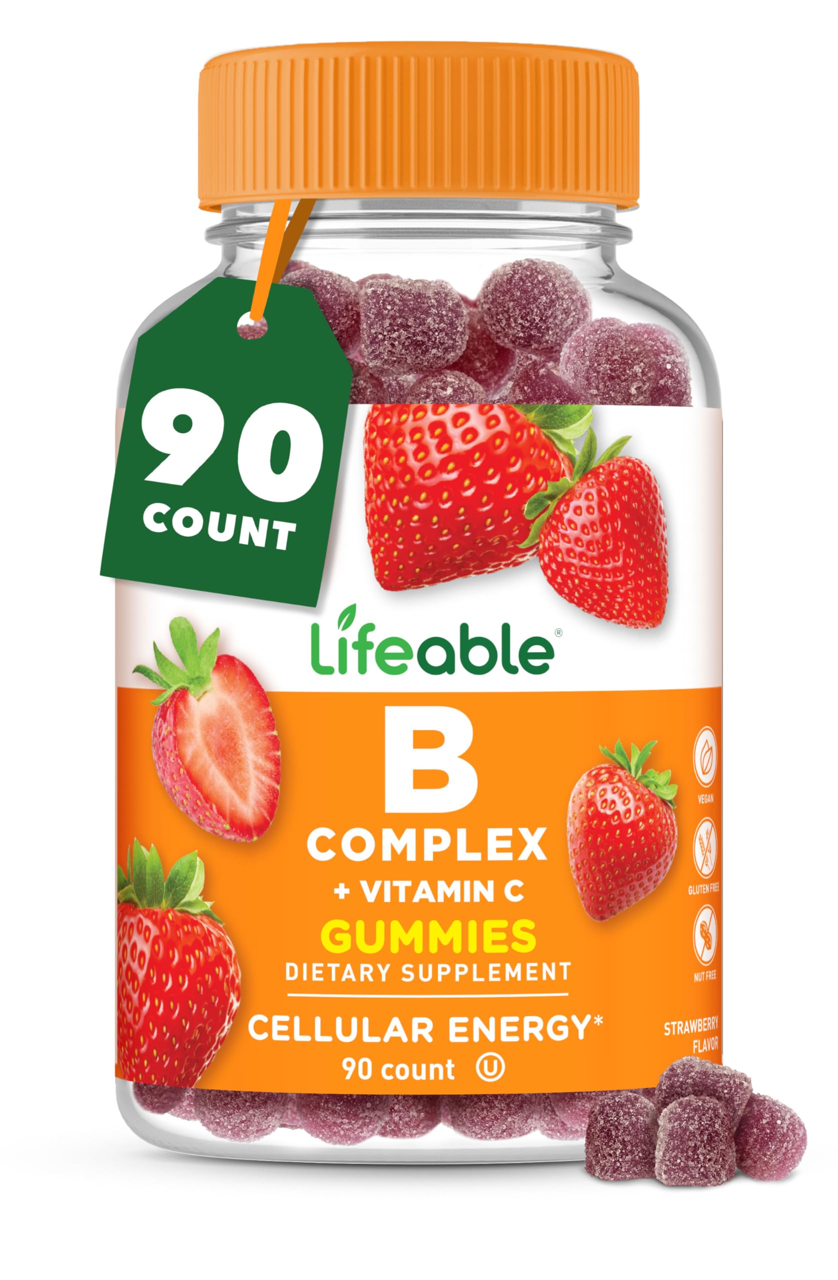 Gomitas vitamina B Lifeable para energía y nervios sabor fresa