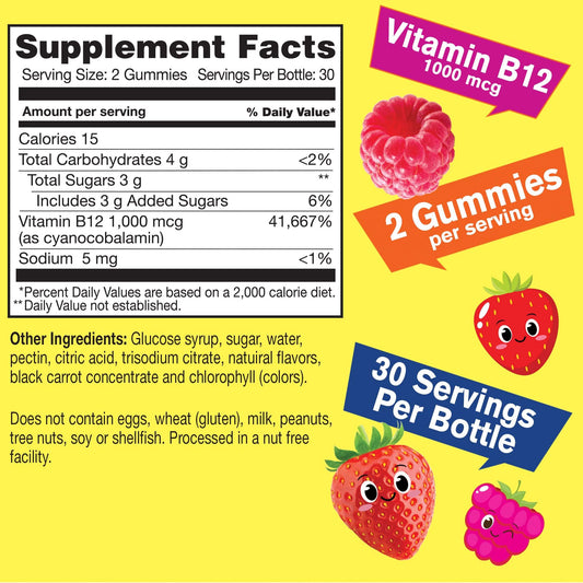 Gomitas vitamina B12 calcio y vitamina D3 para niños