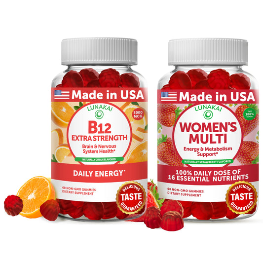 Gomitas vitamina b12 y multivitaminas para mujeres Lunakai