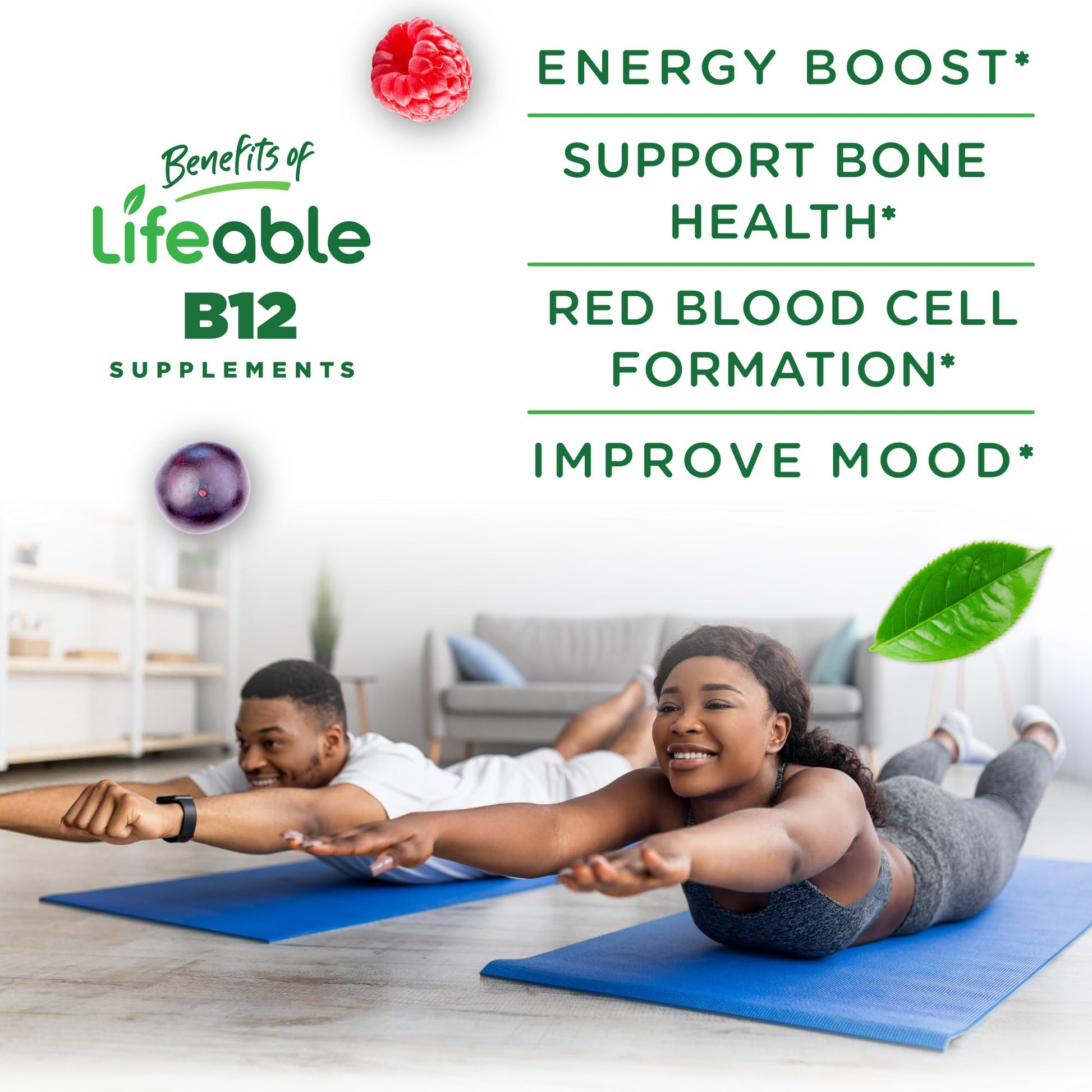 Gomitas vitamina B12 rojo Lifeable para adultos y niños