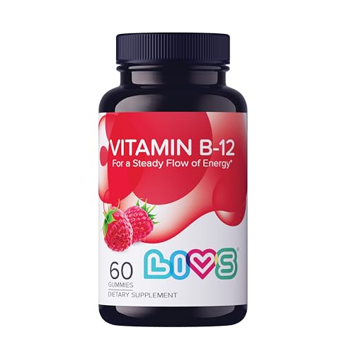 Gomitas de vitamina B12 sabor frambuesa LIVS en envase