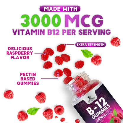 Gomitas de vitamina B12 sin cafeína para toda la familia