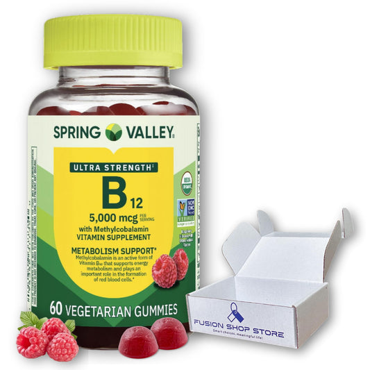 Frasco gomitas vitamina B12 Spring Valley 5000mcg sabor frambuesa