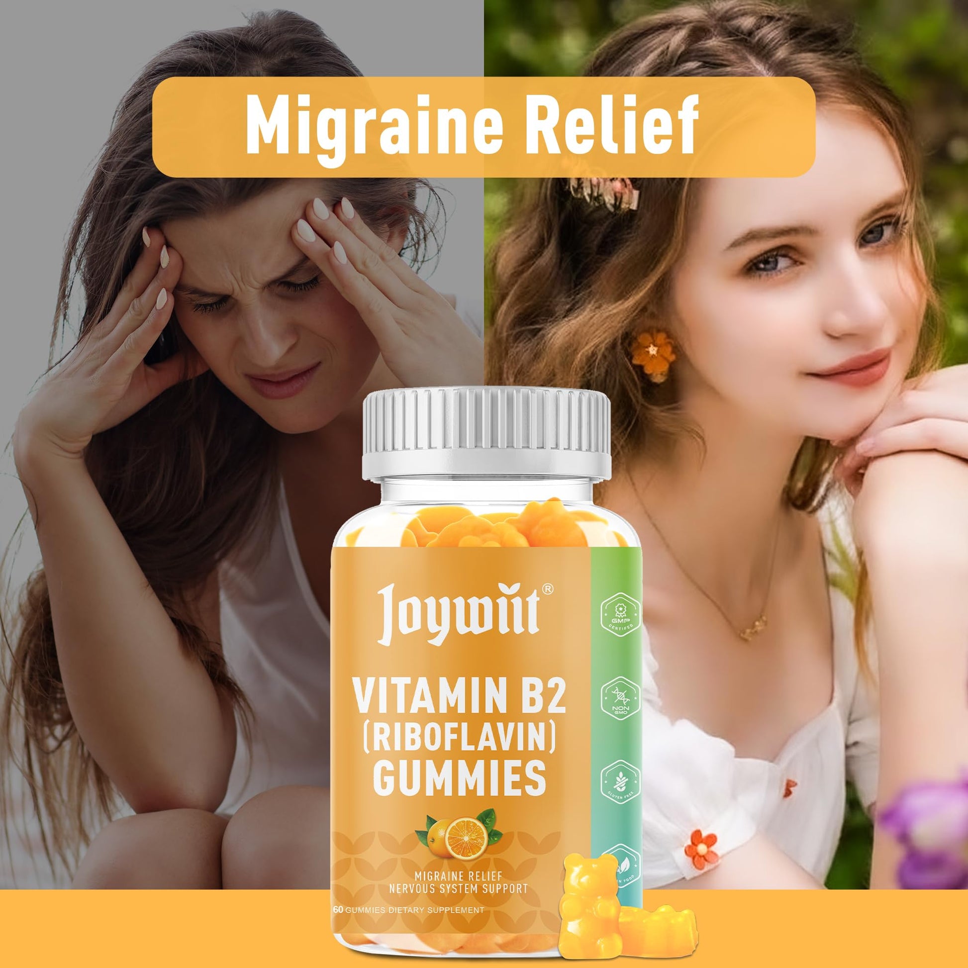 Gomitas vitamina b2 junto con cápsulas naturales Joywiit