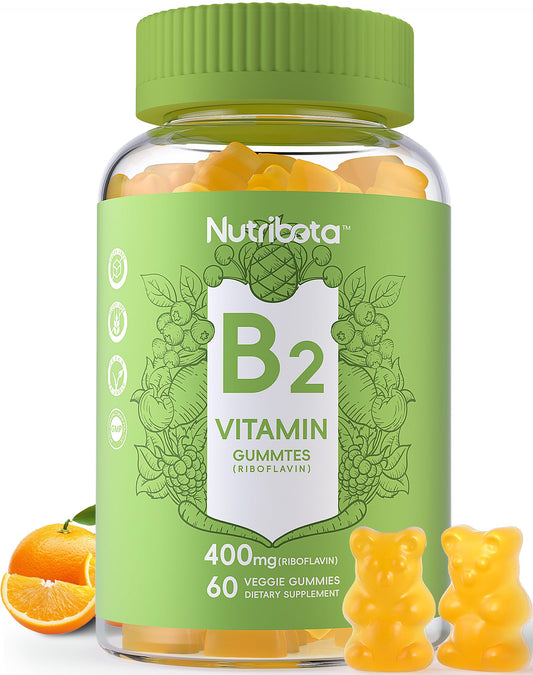 Gomitas Vitamina B2 Nutribota empaque frontal 60 unidades