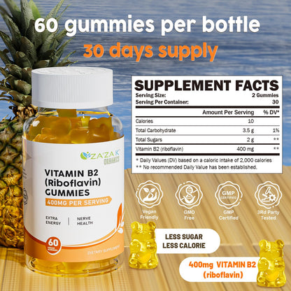 Gomitas vitamina B2 ZA'ZA K ORGANICS sabor natural