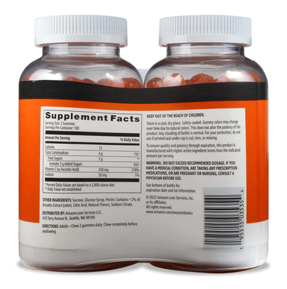 Gomitas vitamina c Amazon Basics sabor naranja paquete doble 300 unids