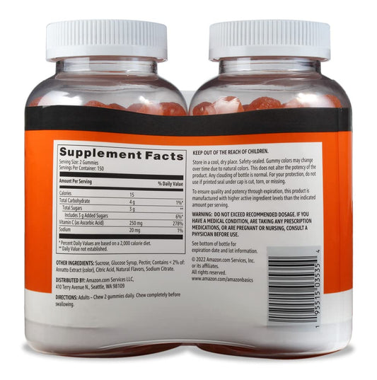 Gomitas vitamina c Amazon Basics sabor naranja paquete doble 300 unids