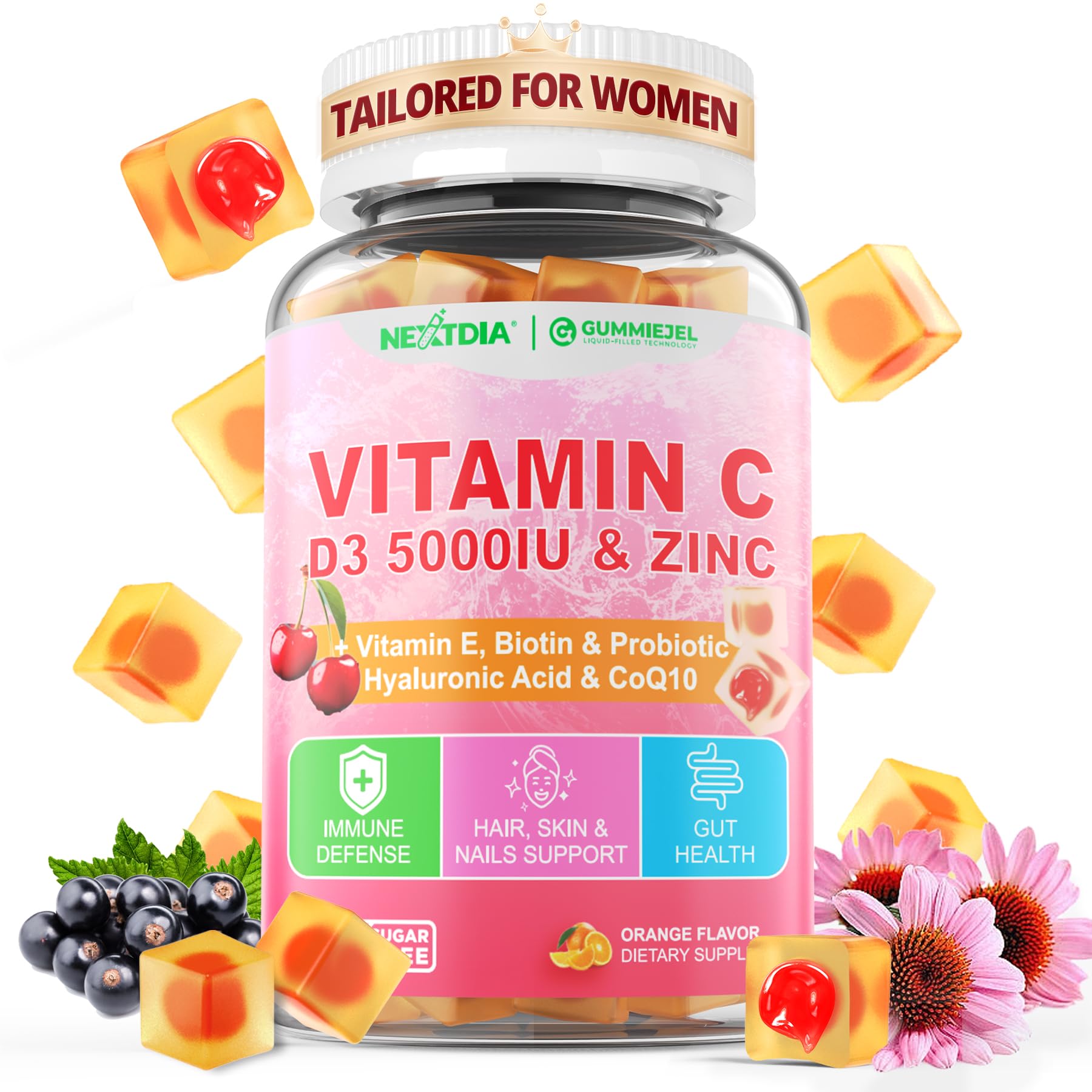 Gomitas vitamina c d3 zinc para mujeres Nextdia 60 unidades
