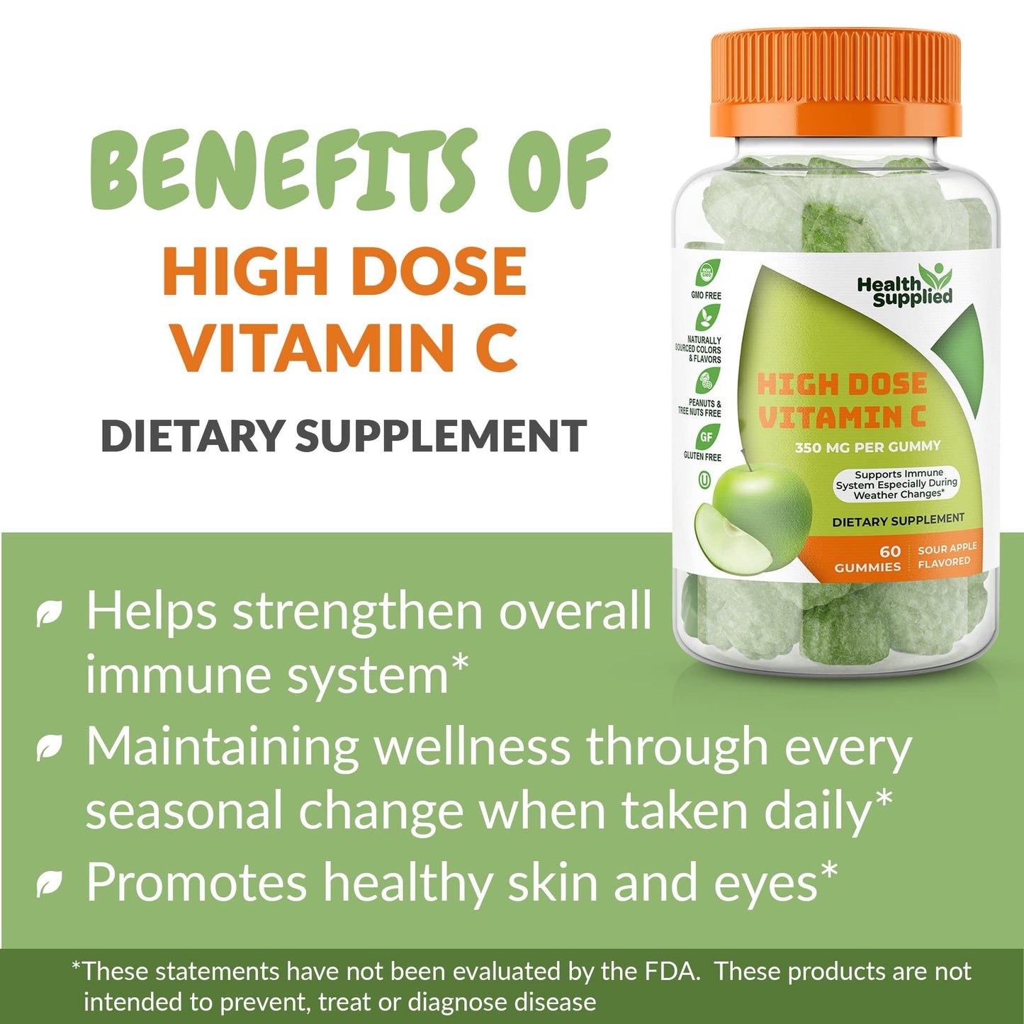 Gomitas vitamina c Health Supplied 2 paquetes fruta manzana