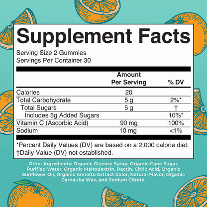 Gomitas vitamina C orgánicas MaryRuth para apoyo inmunológico
