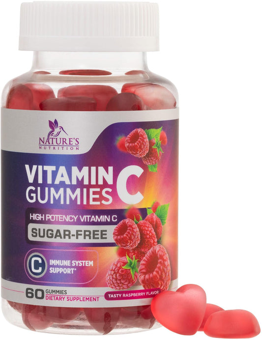 Gomitas vitamina C sin azúcar sabor frambuesa paquete 60