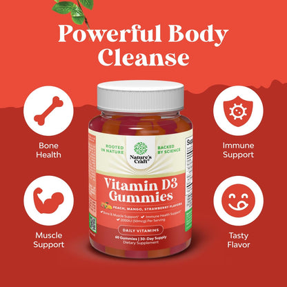 Gomitas vitamina d3 para apoyo óseo muscular