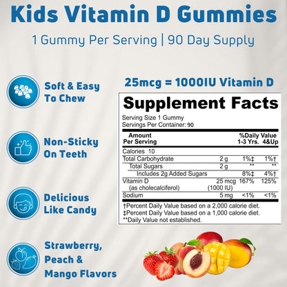 Gomitas vitamina d3 sabor fresa durazno mango para niños NUELATION