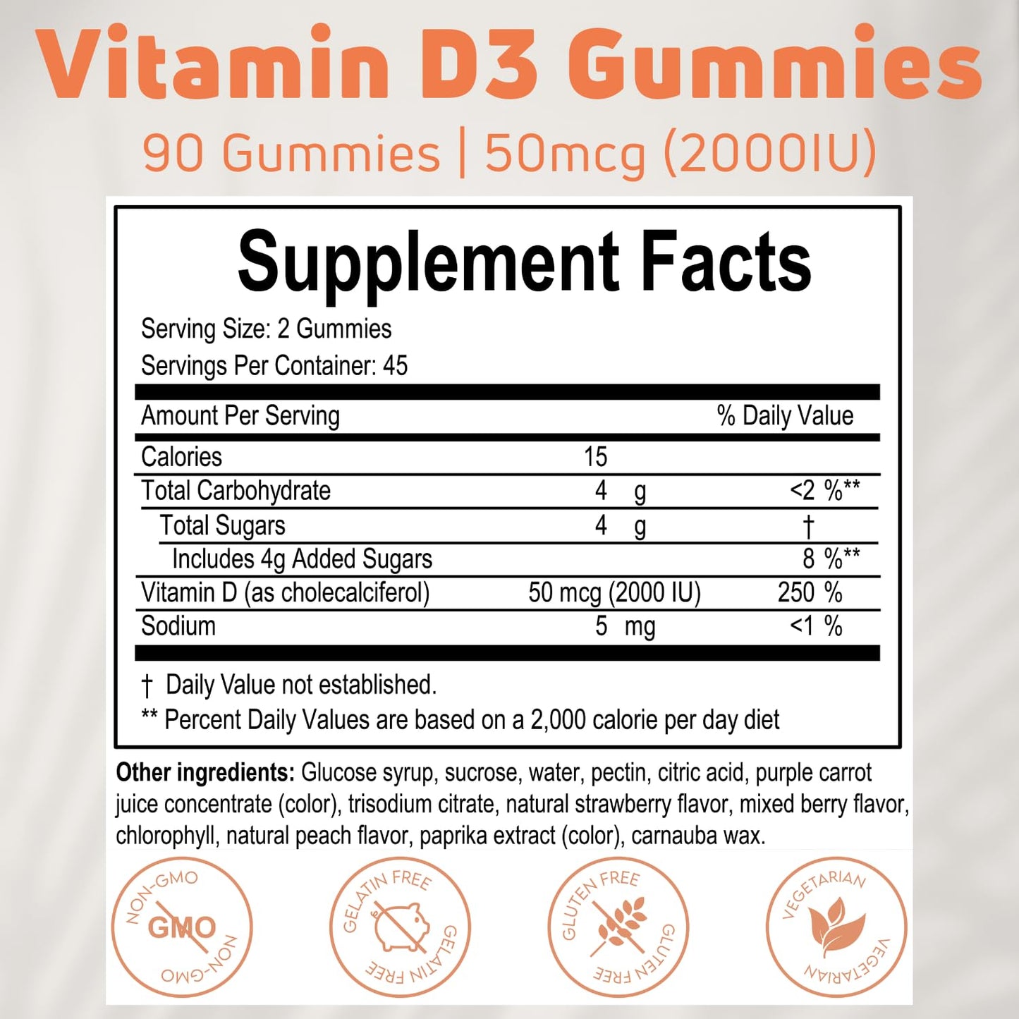 Gomitas vitamina D3 para huesos y músculos saludables