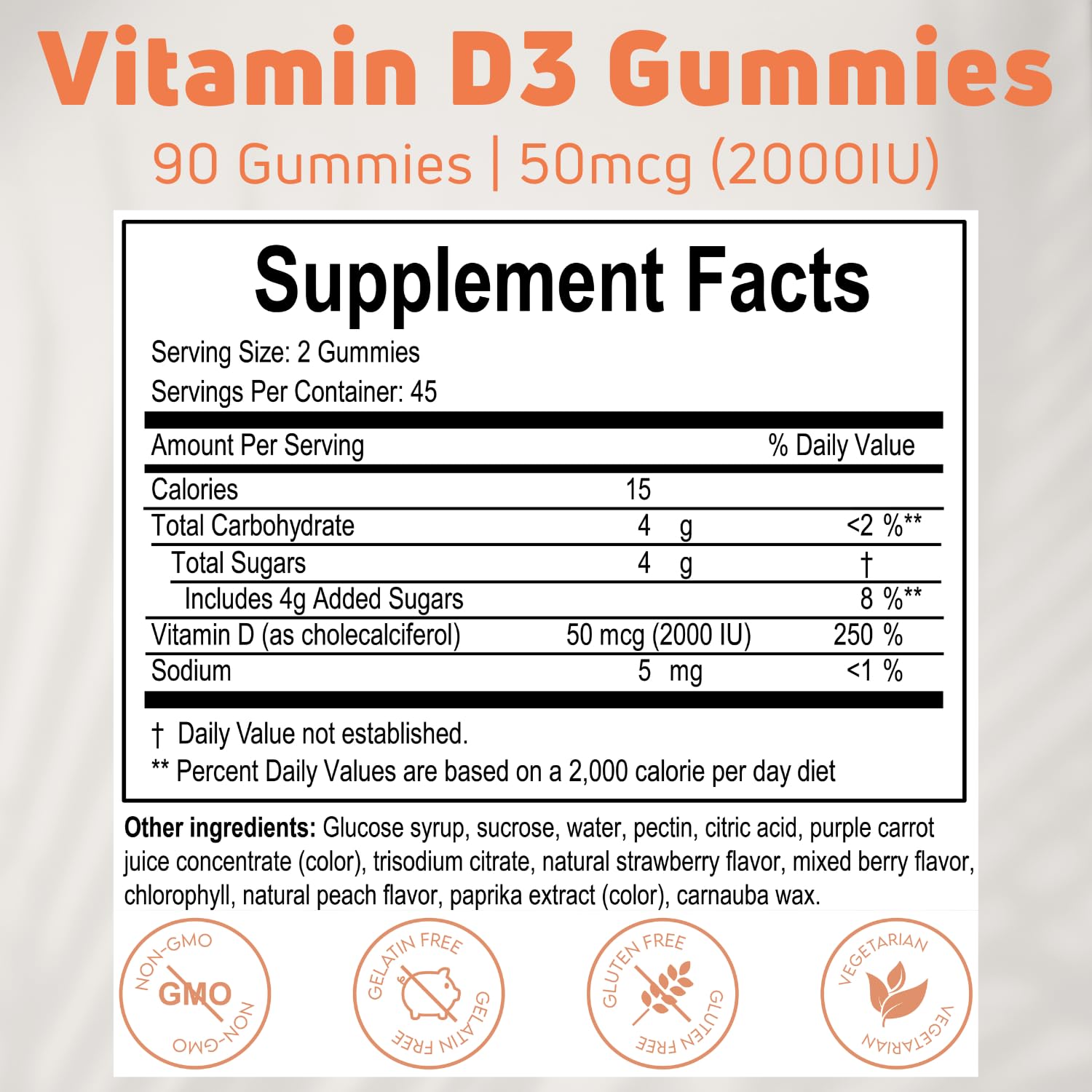Gomitas vitamina D3 para huesos y músculos saludables