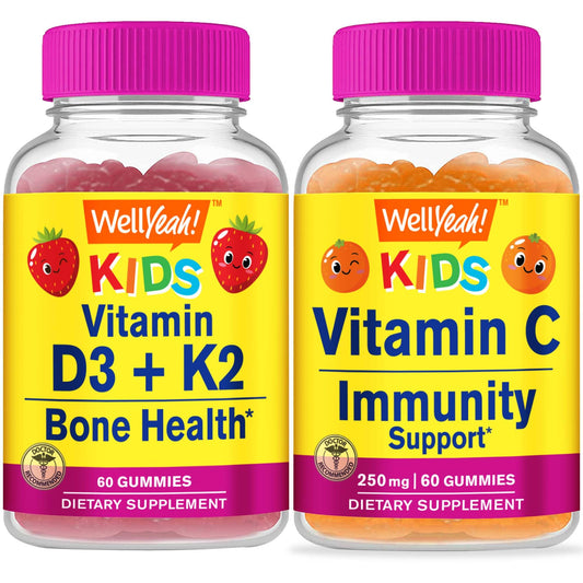 Gomitas vitamina D3 K2 C para niños WellYeah sabor naranja