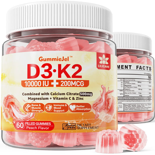 Gomitas vitamina D3 K2 líquidas LILICARE fortalecen huesos y músculos