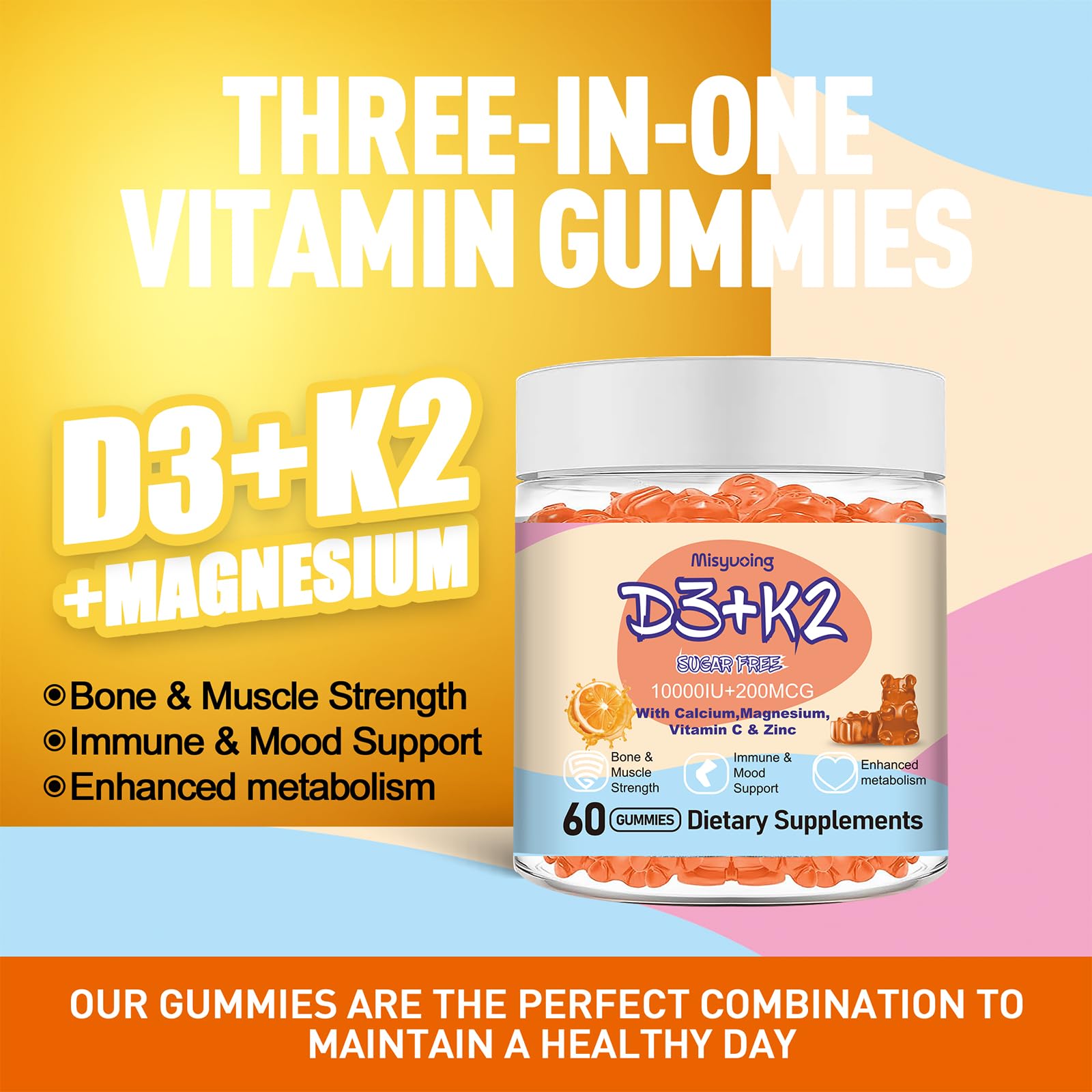Gomitas de vitamina D3 K2 tres en uno