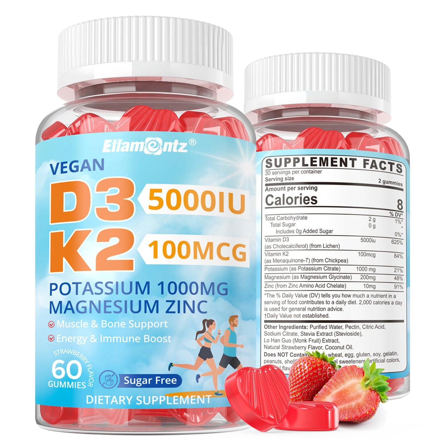 Gomitas vitamina d3 k2 veganas sin azúcar paquete 60