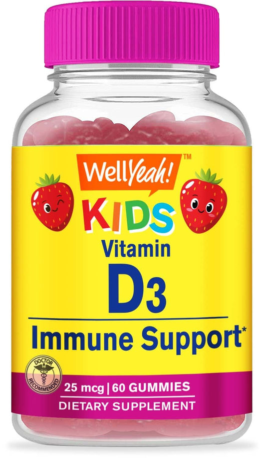 Gomitas vitamina D3 para niños de sabor fresa WellYeah