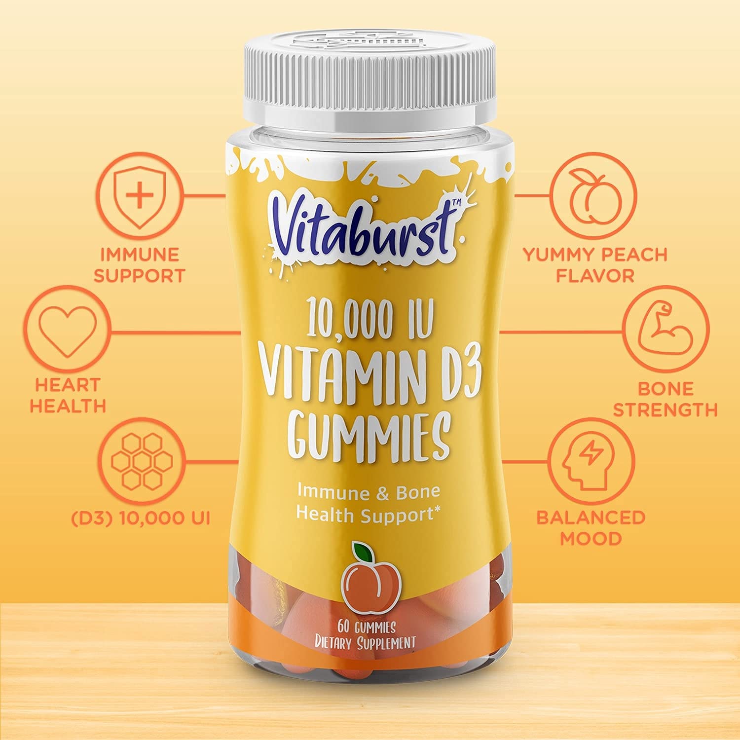 Gomitas vitaminadas color durazno VITABURST vitamina D3