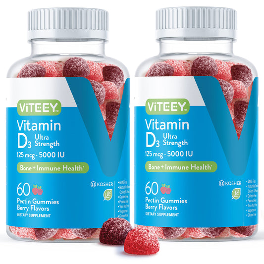 Gomitas vitamina D3 Viteey 5000 UI sabor frutos rojos 60 unidades