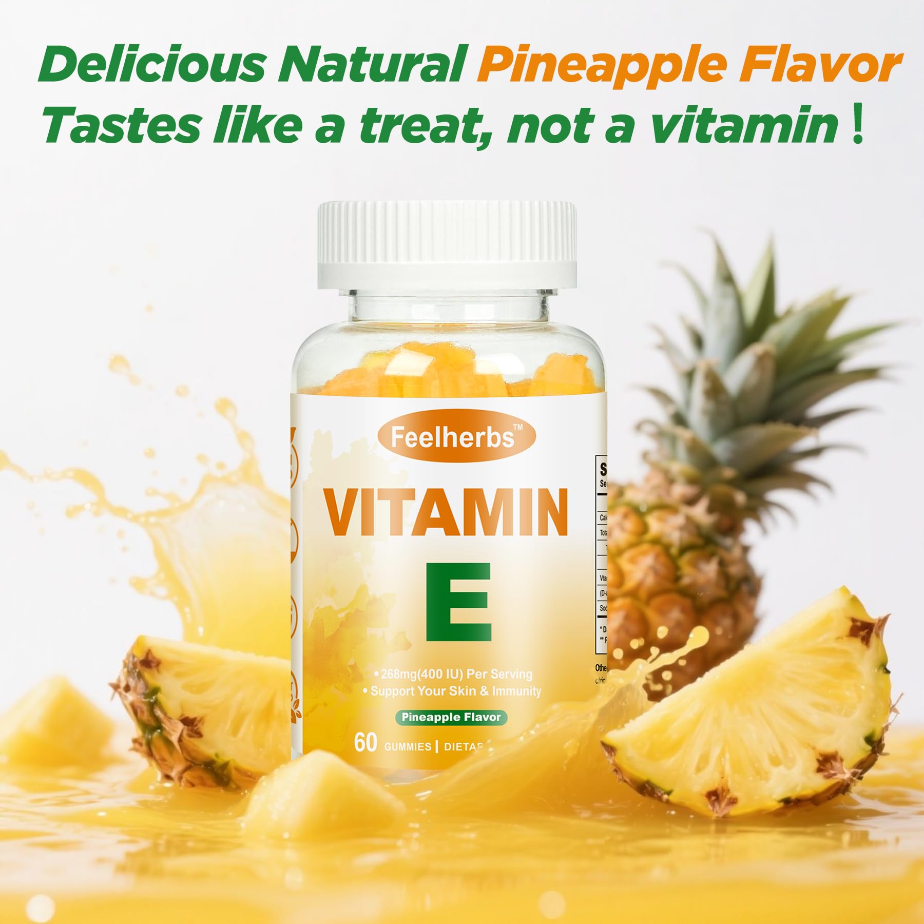 Gomitas vitamina E Feelherbs sabor piña cuerpo y piel