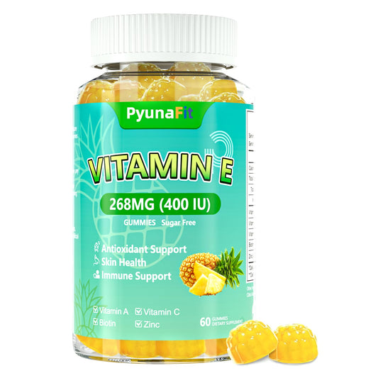 Gomitas vitamina E PYUNAFIT mujer suplemento antioxidante sabor piña