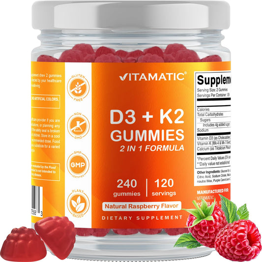 Gomitas Vitamatic Vitaminas D3 K2 con calcio 240 unidades