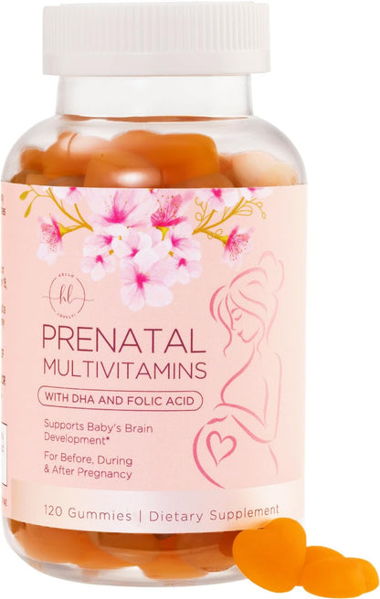 Gomitas de vitaminas prenatales con ácido fólico y DHA para mujeres