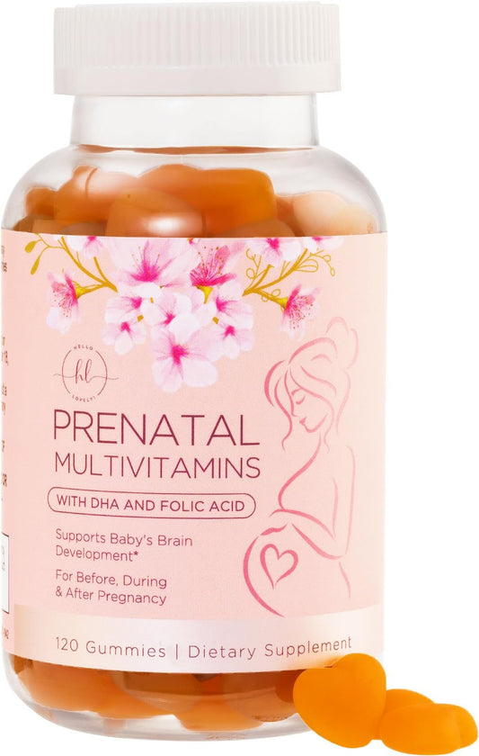 Gomitas de vitaminas prenatales con ácido fólico y DHA para mujeres