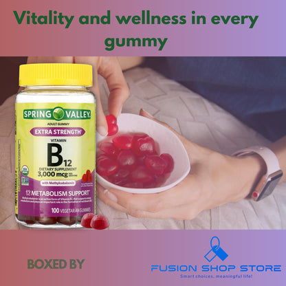 Gomitas vitaminicas b12 sabor frambuesa para hombres y mujeres 100pcs