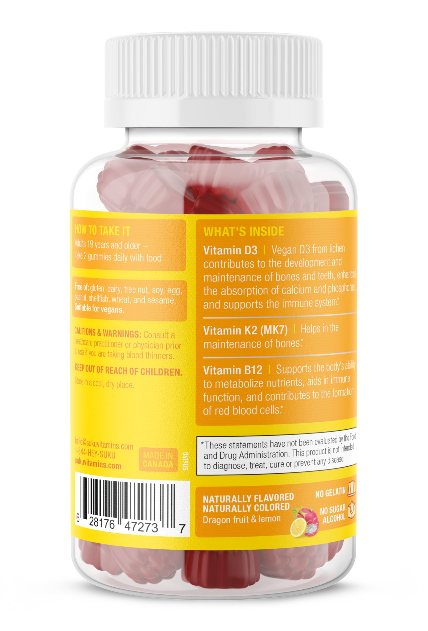 Gomitas vitaminicas SUKU sin azúcar para salud óptima