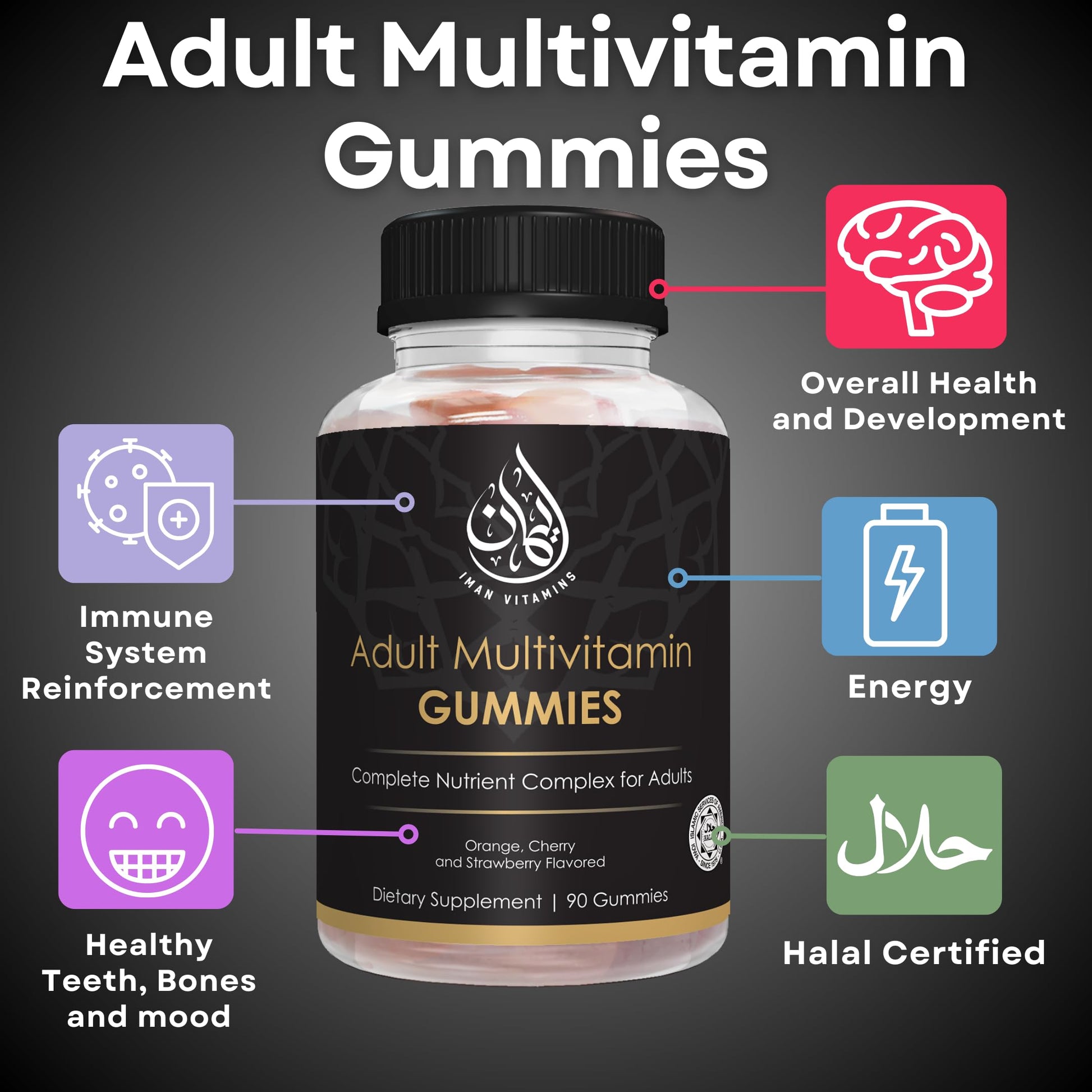 Gomitas con vitaminas esenciales para la salud y energía.