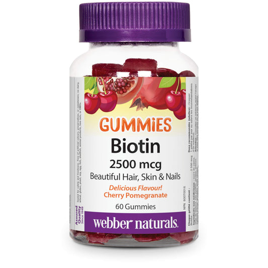 Gomitas Webber Naturals Biotina 2500 mcg sabor cereza granada
