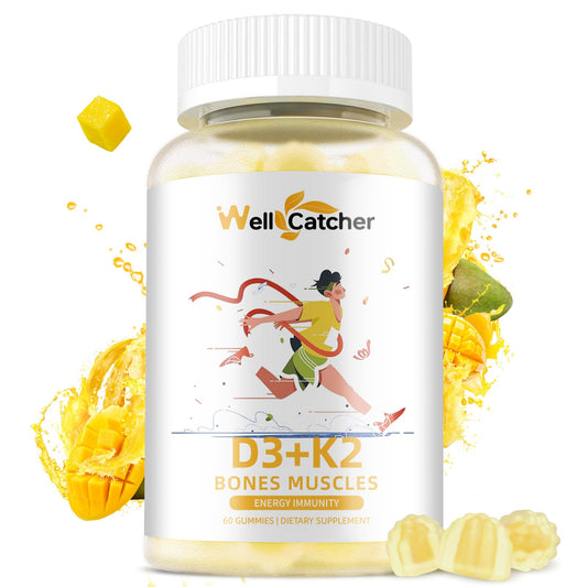 Gomitas Wellcatcher vitamina D3 K2 5000 UI paquete mango