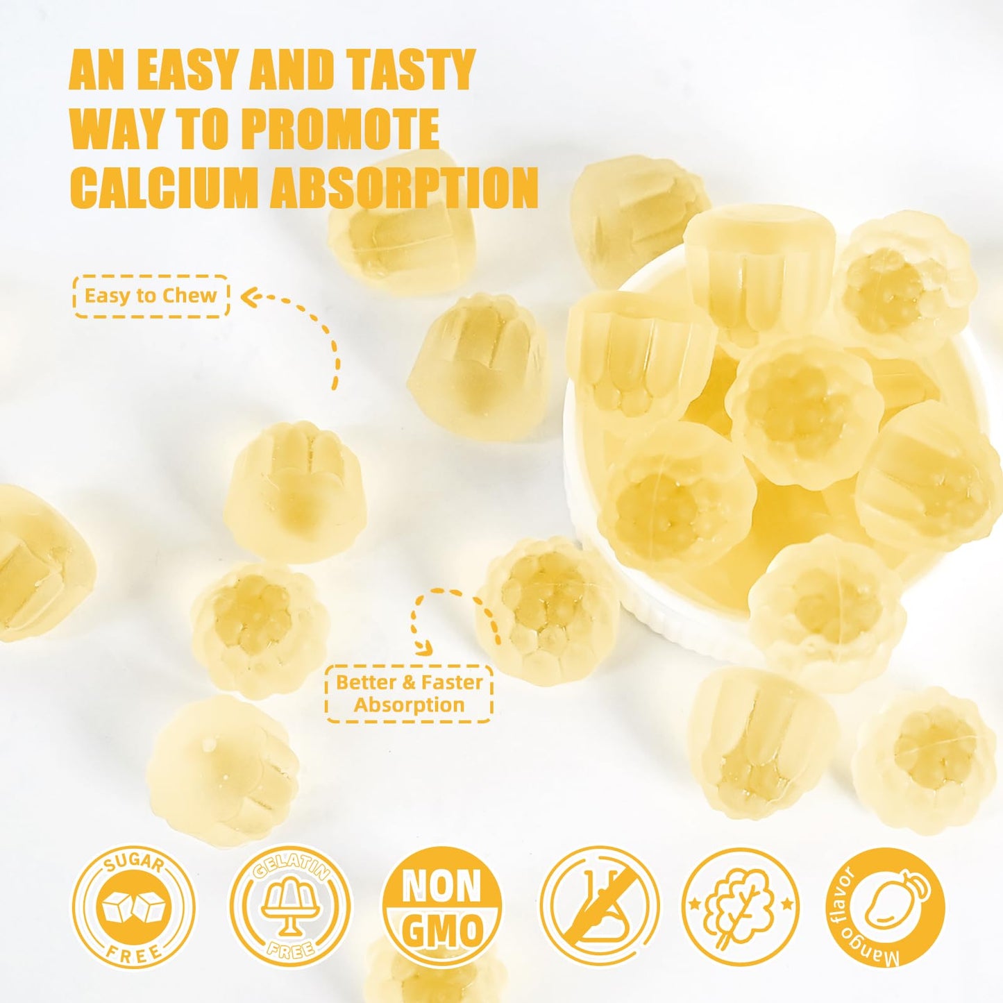 Gomitas Wellcatcher vitamina D3 K2 frasco mango