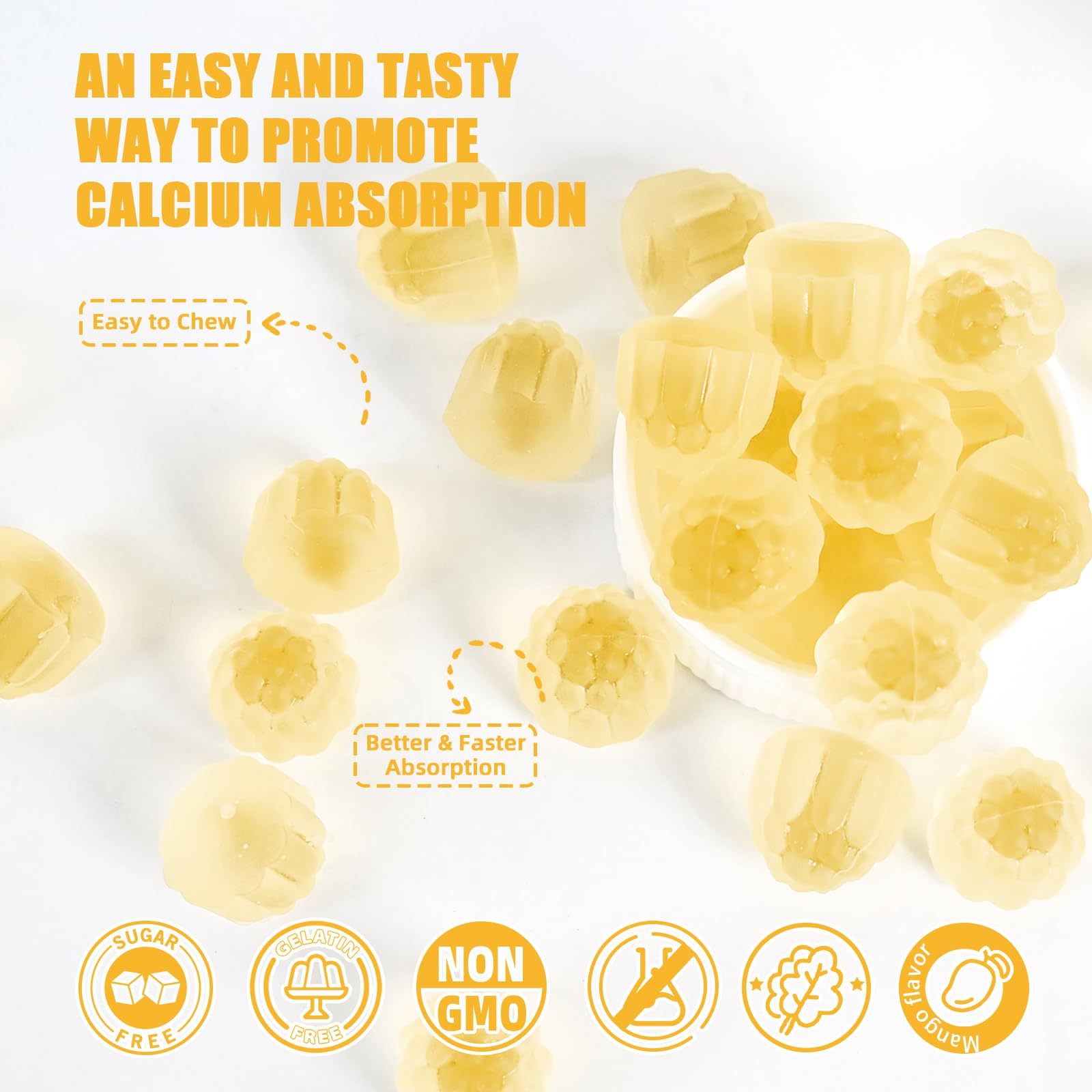 Gomitas Wellcatcher vitamina D3 K2 frasco mango