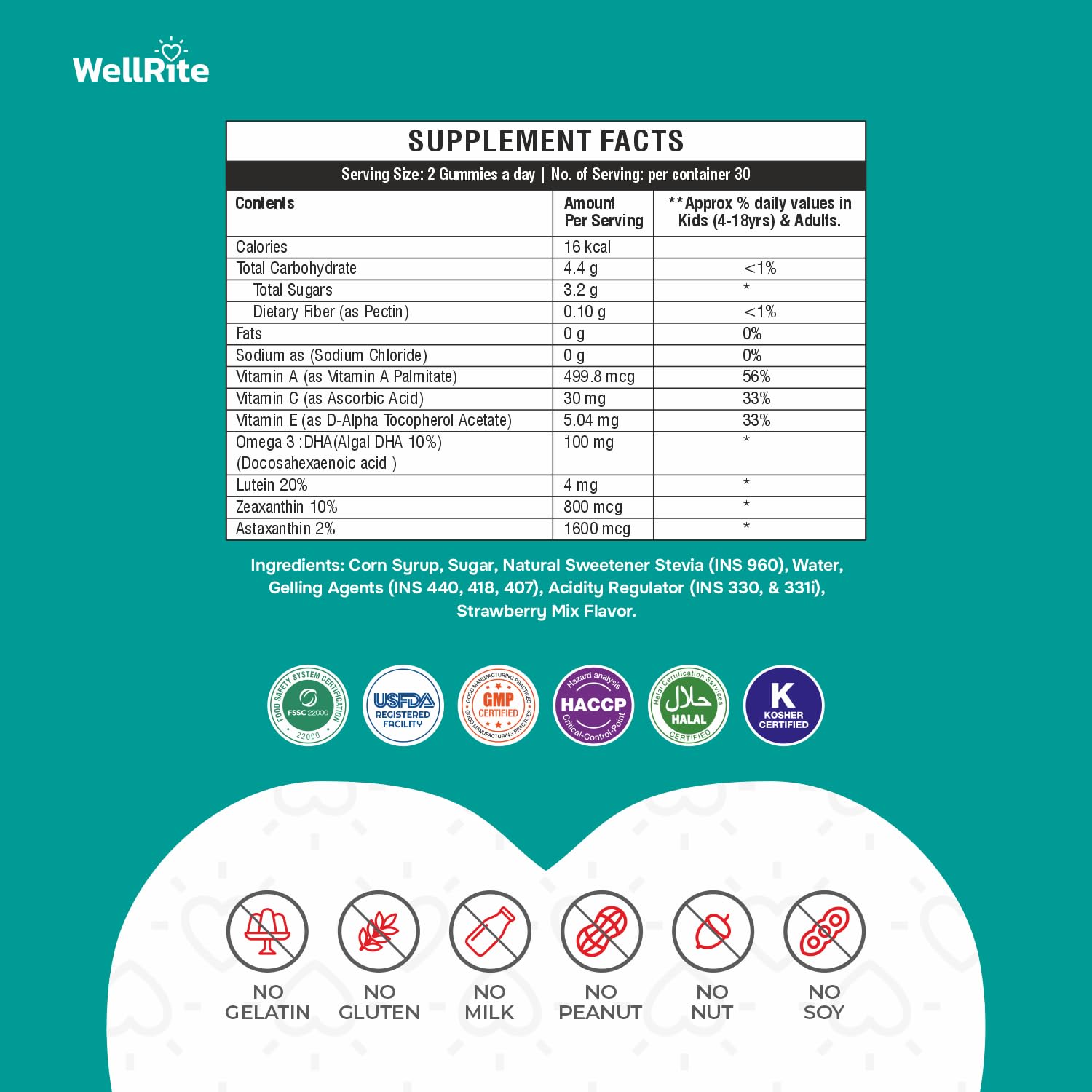 Gomitas Wellrite, mejoran visión, sin gluten